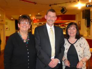 Club President Bob McDougall with Therese Reid & Annemarie Graham from the Rutherglen & Cambuslang Foodbank